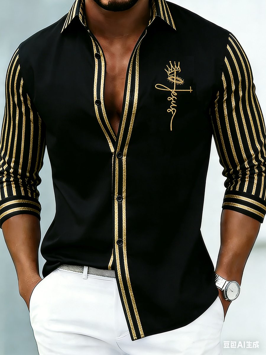 Camisa de lujo ejecutivo de manga larga with estampado para hombre