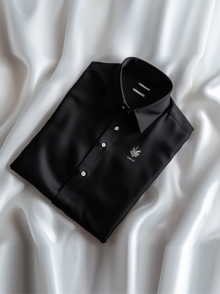 Camisa Black ejecutivo casual solapa Logo de manga corta para hombre