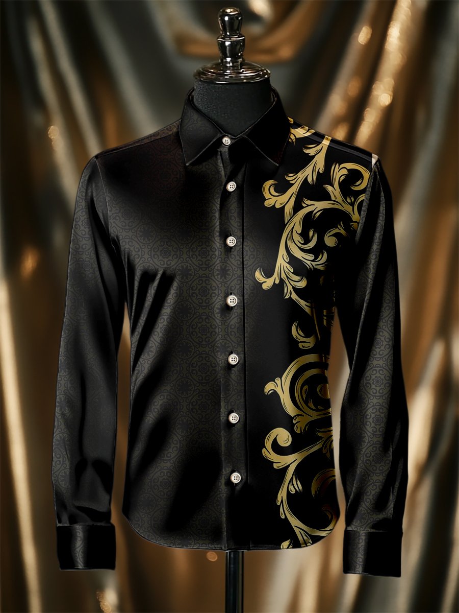 Camisa seda de lujo ejecutivo de manga larga para hombre