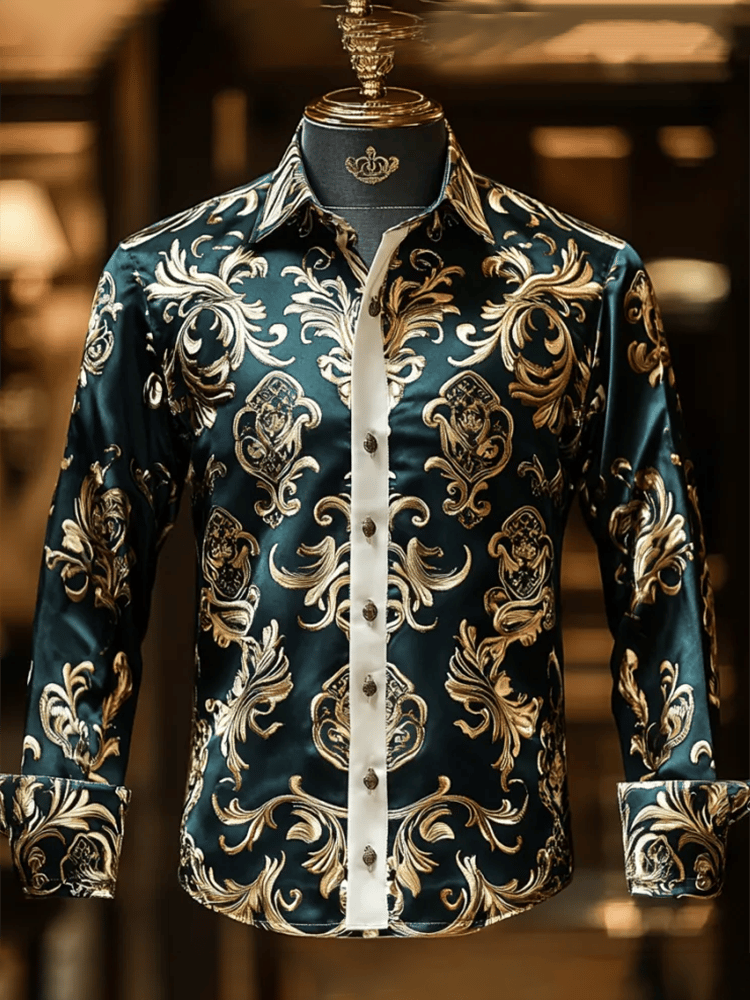 Camisa satén Luxe de manga larga con botones para hombre