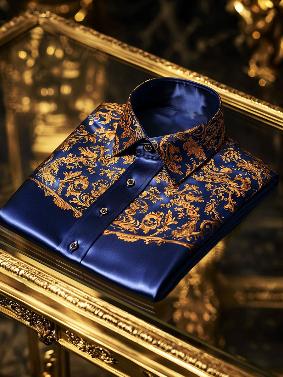 Camisa satén de lujo ejecutivo de manga larga para hombre
