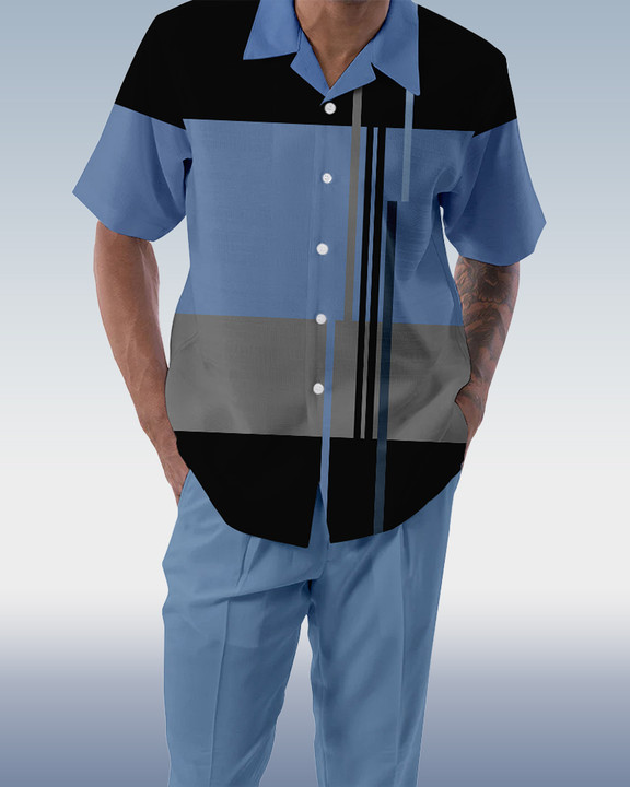 Rianmond Color Matching 2-Piece de manga corta Walking Suit 189 para hombre