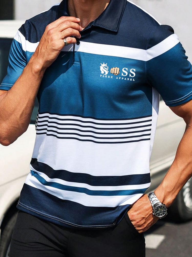 Camisa polo ejecutivo Logo con botones de manga corta para hombre