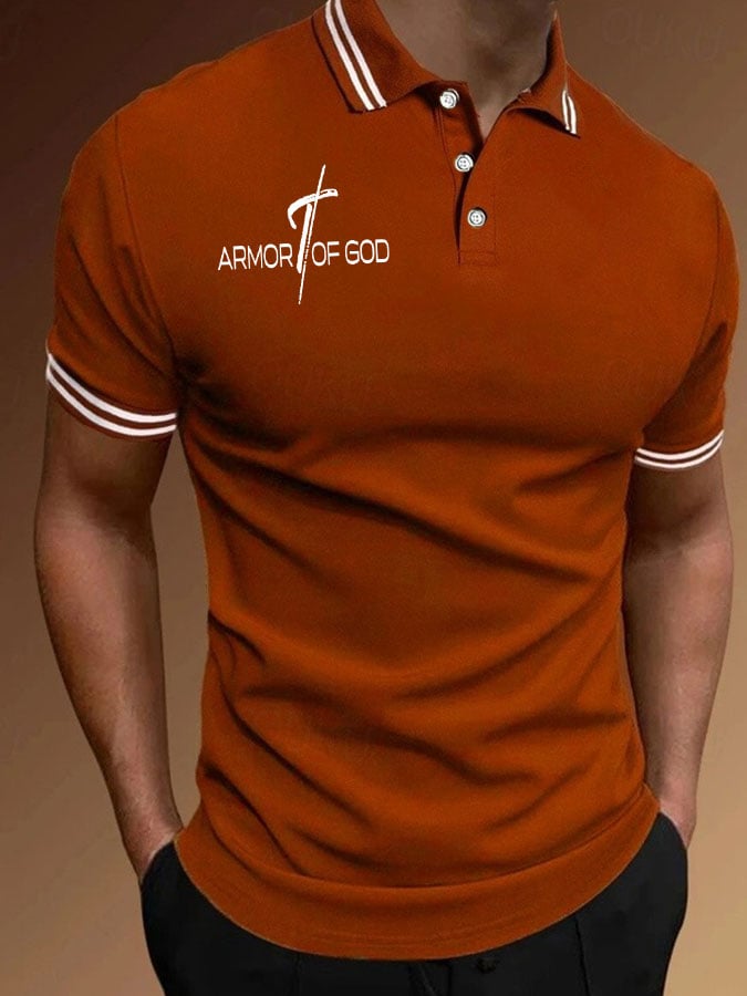 Camisa polo ARMOR OF GOD Cross estampado casual para hombre