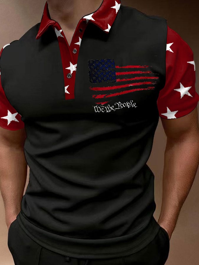 Camisa polo Flag estampado para hombre
