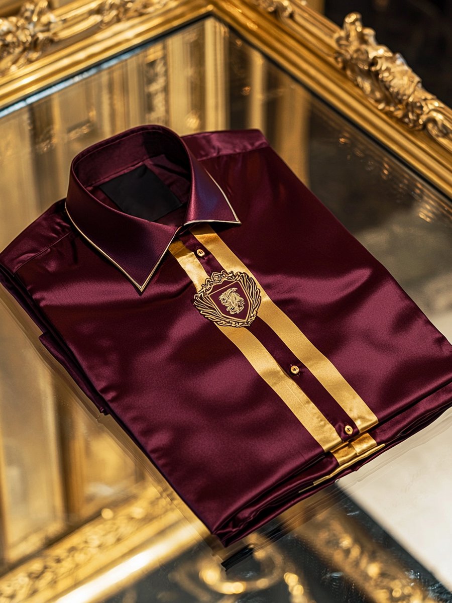 Camisa satén de lujo ejecutivo de manga larga para hombre