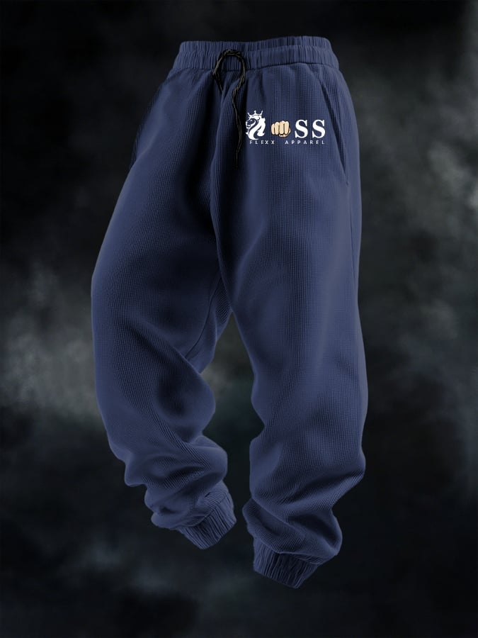 Pantalón casual Waffle de color sólido Sports para hombre