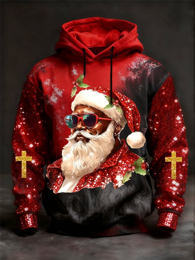 Sudadera Christmas Santa Claus Glitter estampado para hombre