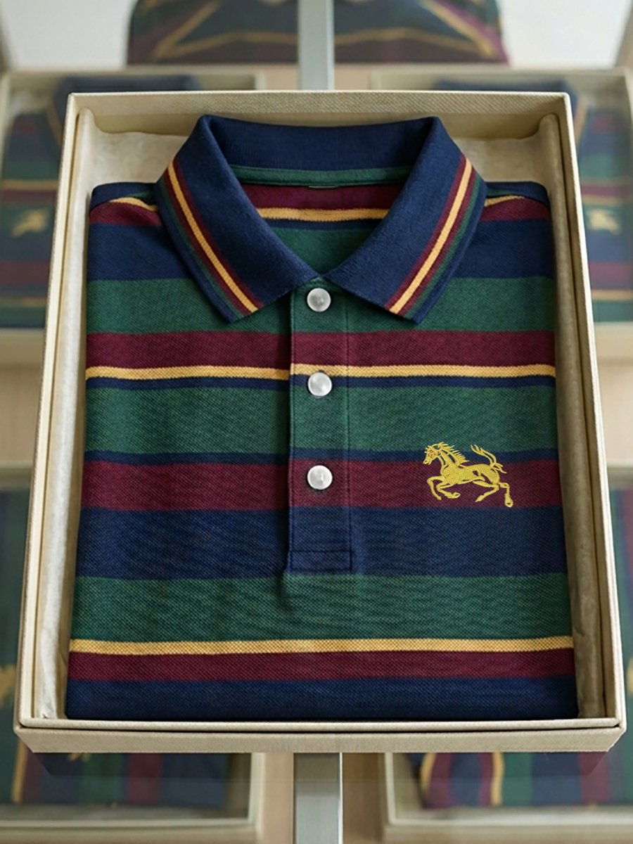 Camisa polo ejecutivo Stroped de manga corta para hombre
