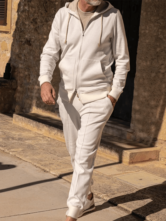Sudadera retro de color sólido casual Open bolsillo Hooded para hombre