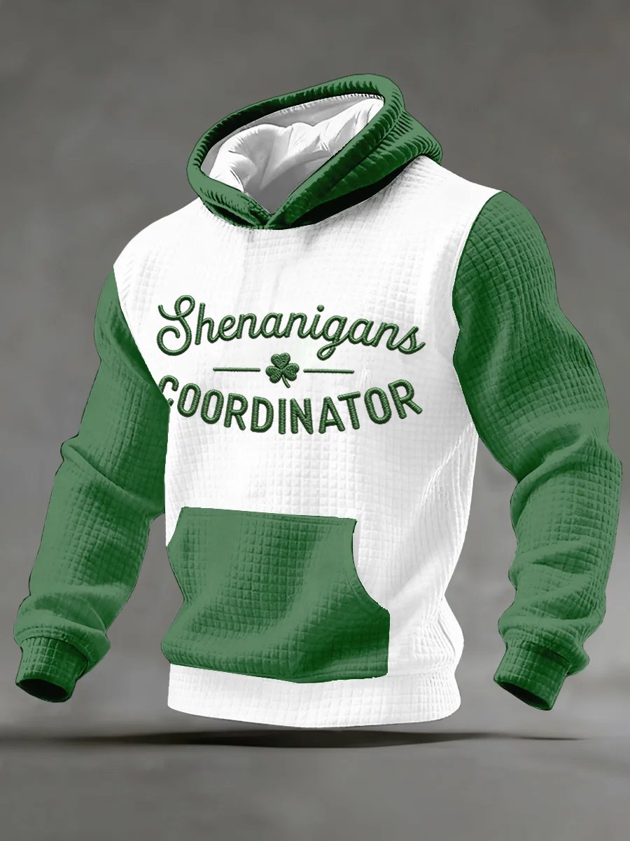 Sudadera St. Patrick's Day estampado con gorrasucha para hombre