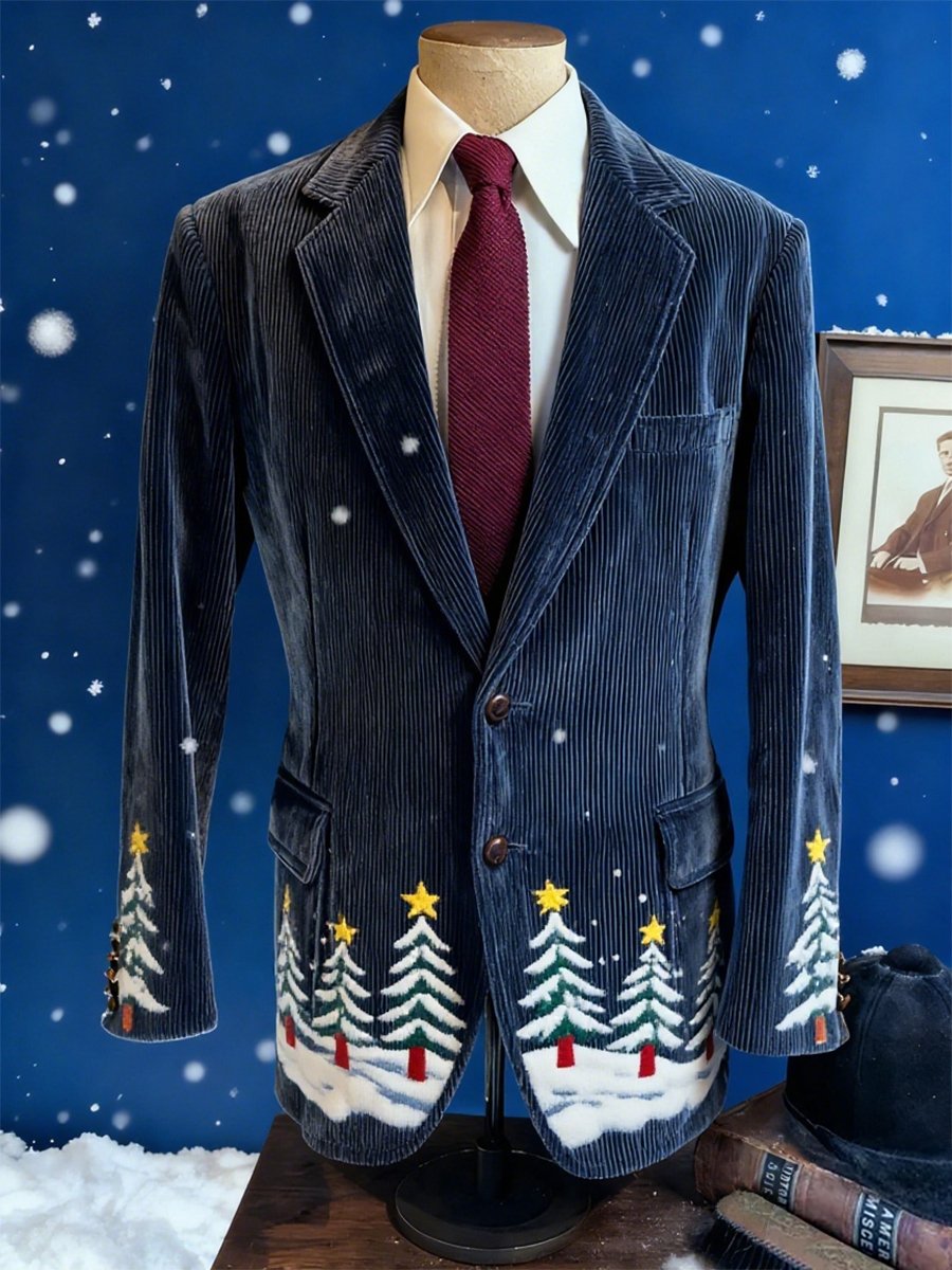 Saco vintage casual Christmas Party pana para hombre