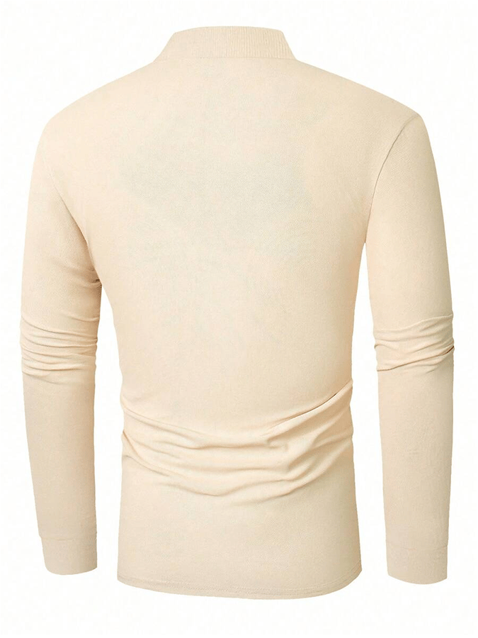 Camisa polo a rayas ejecutivo casual de manga larga para hombre