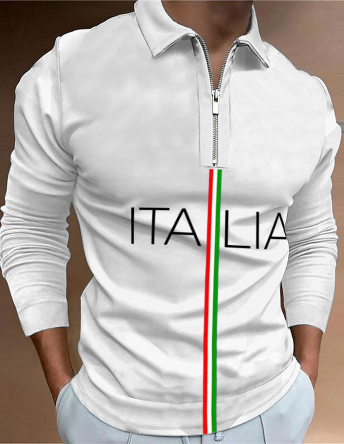 Camisa polo "Italy" estampado con cierre para hombre