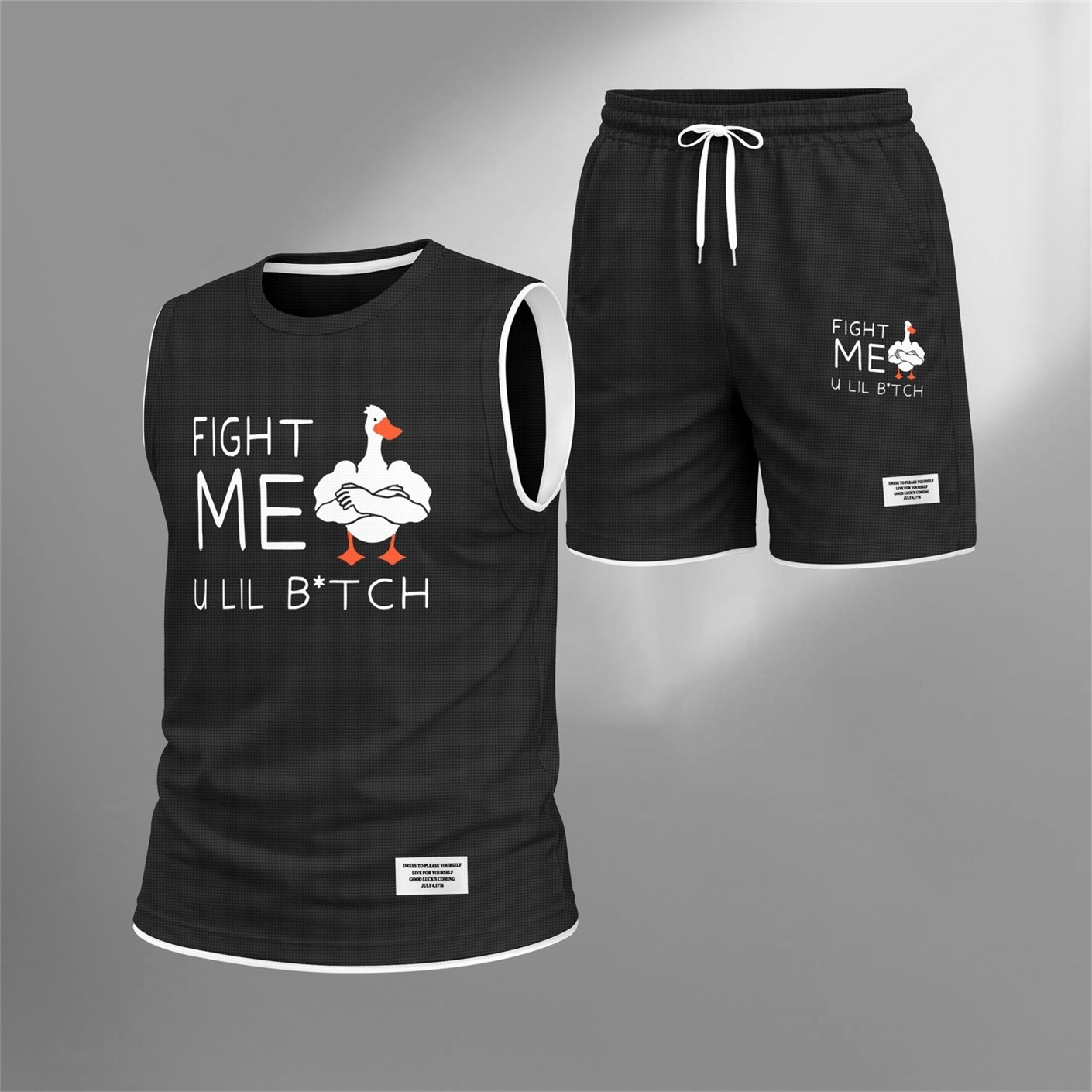 Shorts 2 Piece Graphic Set, Sleeveless Tank Top and casual shorts Outfit, Regular Fit Summer Clothing Set for Men, Streetwear Matching Set for Vacation Gym para uso diario Wear and para exterior Looks para hombre