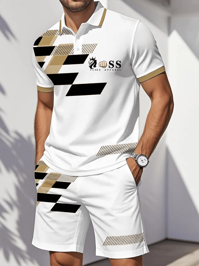 Camisa polo retro Letter Design casual ejecutivo Comfortable And transpirable de manga corta Suit para hombre
