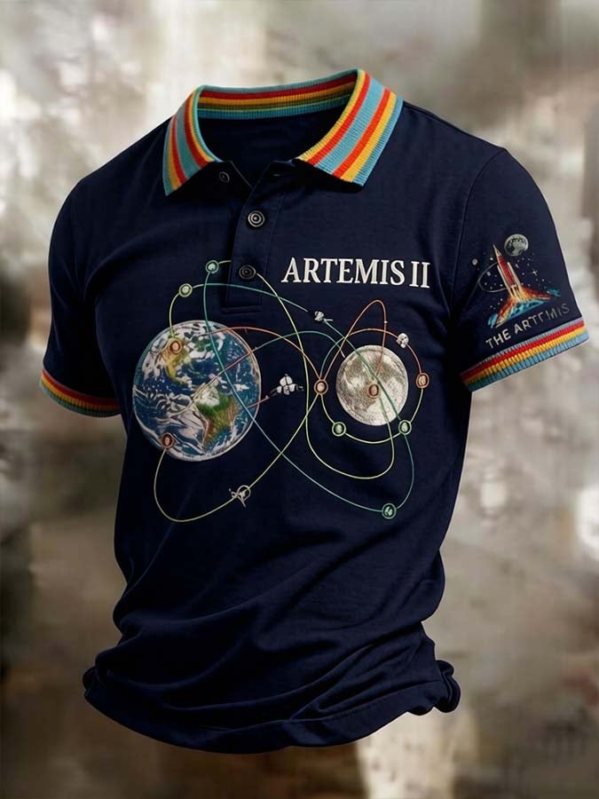 Camisa polo Artemis II estampado para hombre