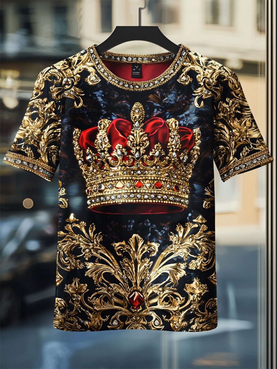 Camiseta ejecutivo de lujo estampado de algodón de manga corta para hombre