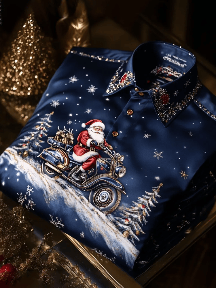 Camisa de lujo Romantic Christmas estampado de manga larga para hombre