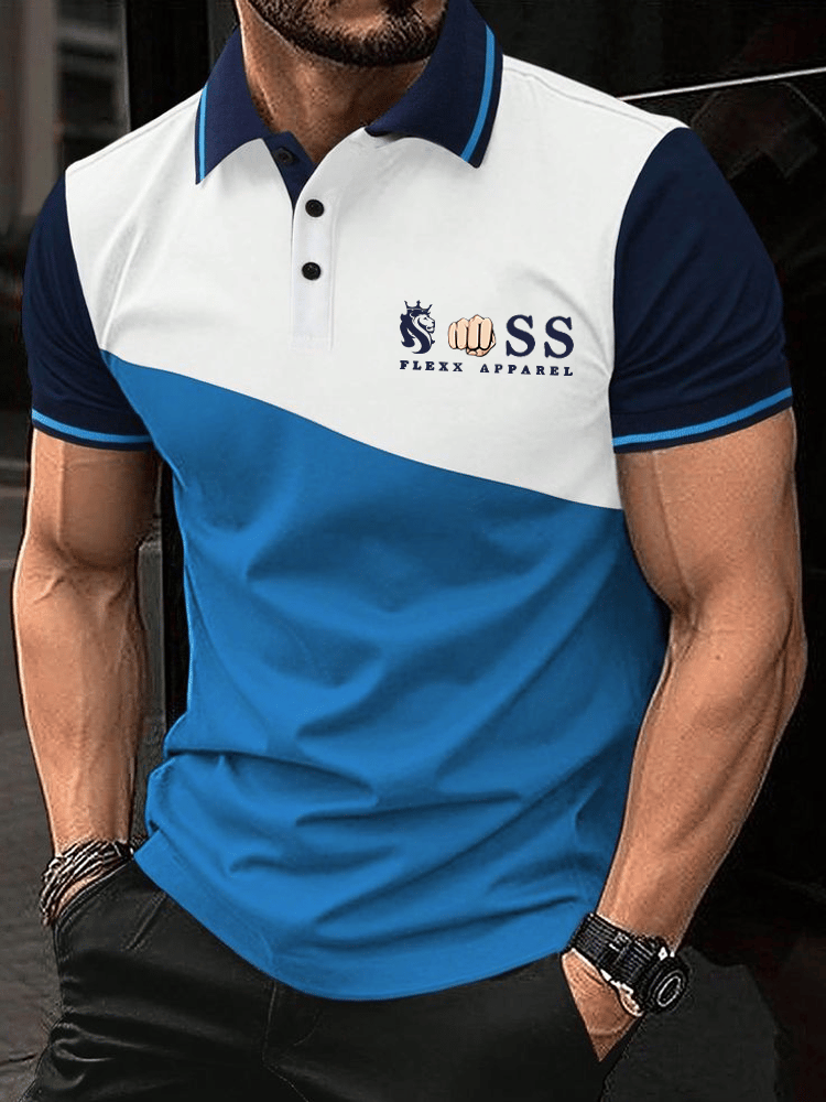 Camisa polo ejecutivo Logo con botones de manga corta para hombre