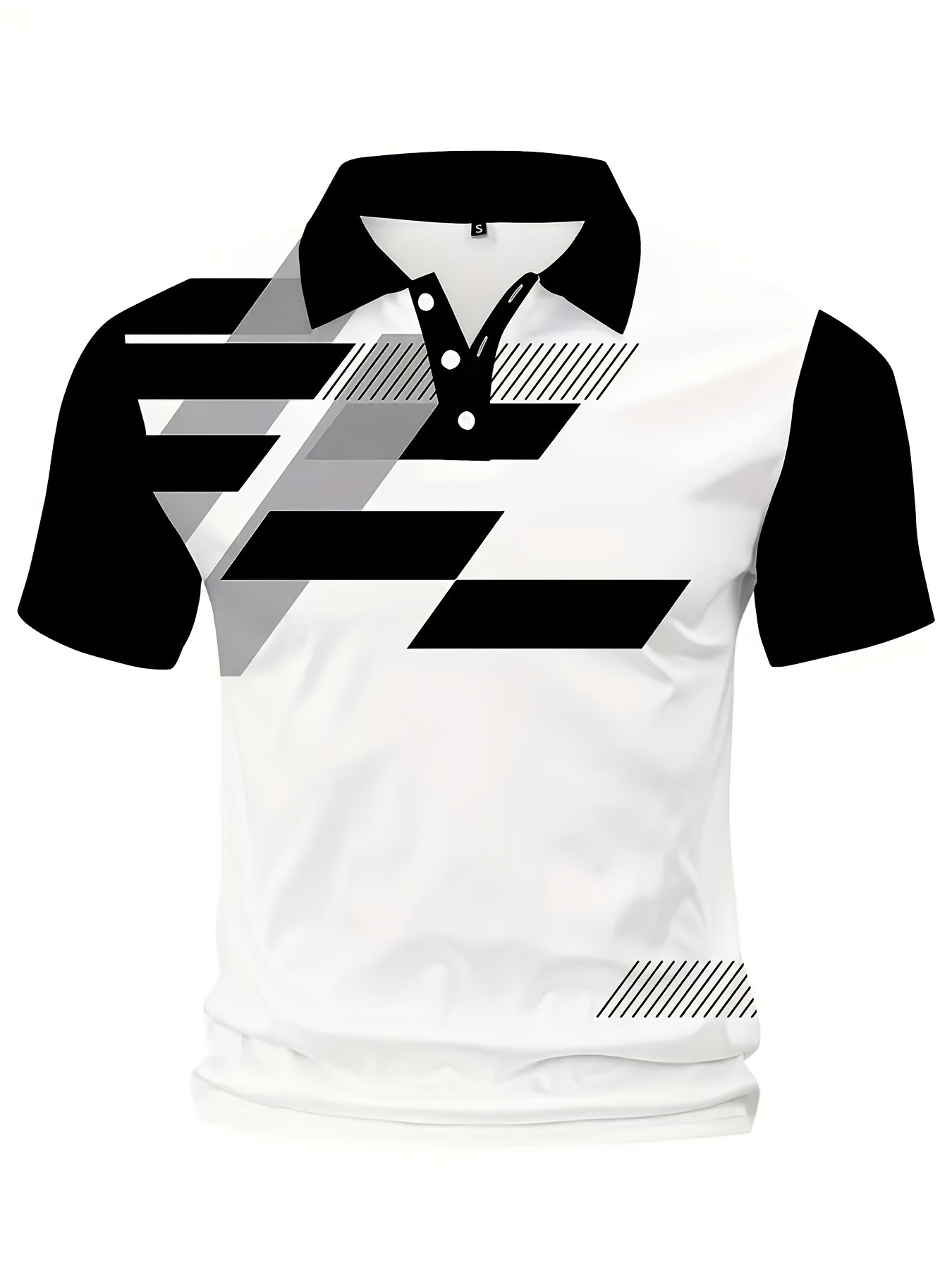 Camisa polo ejecutivo casual a rayas Button de manga corta para hombre