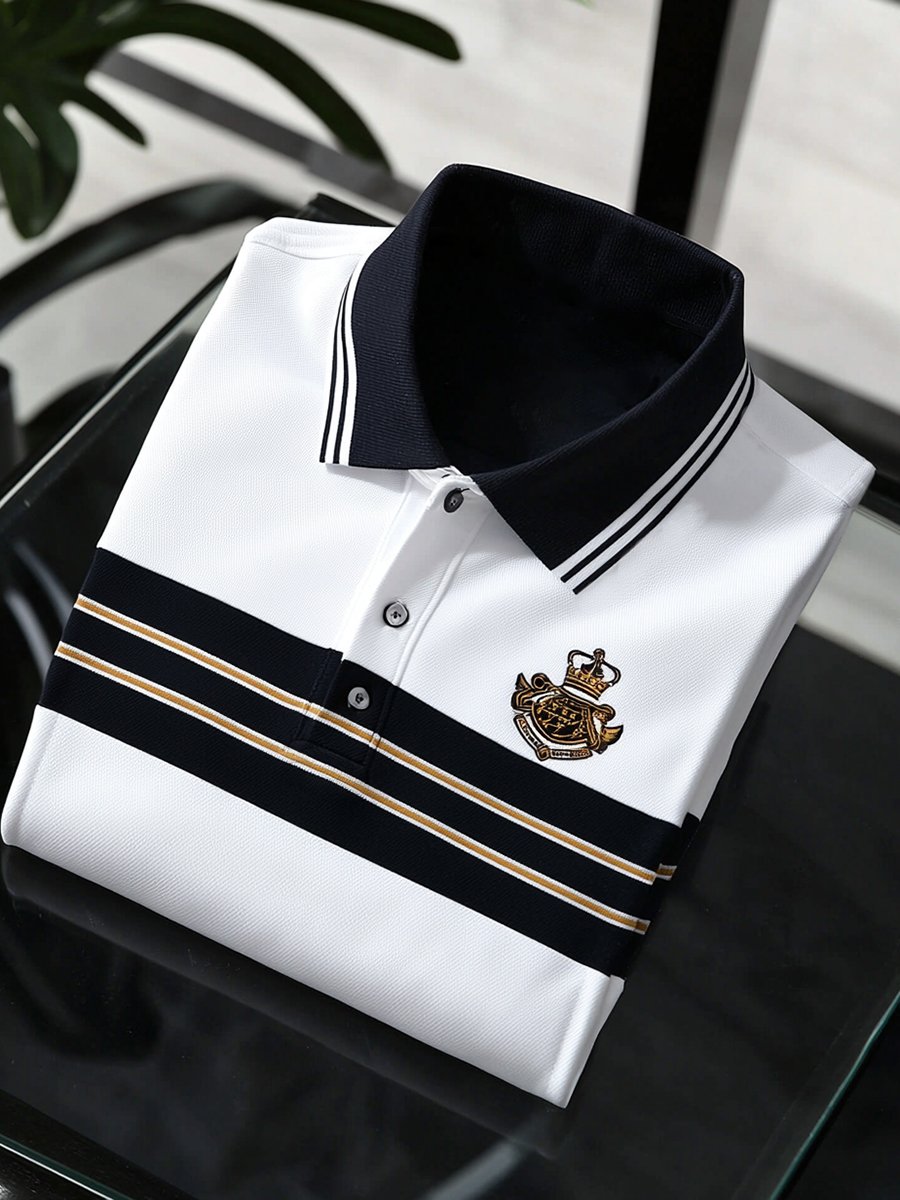 Camisa polo vintage ejecutivo de manga larga para hombre