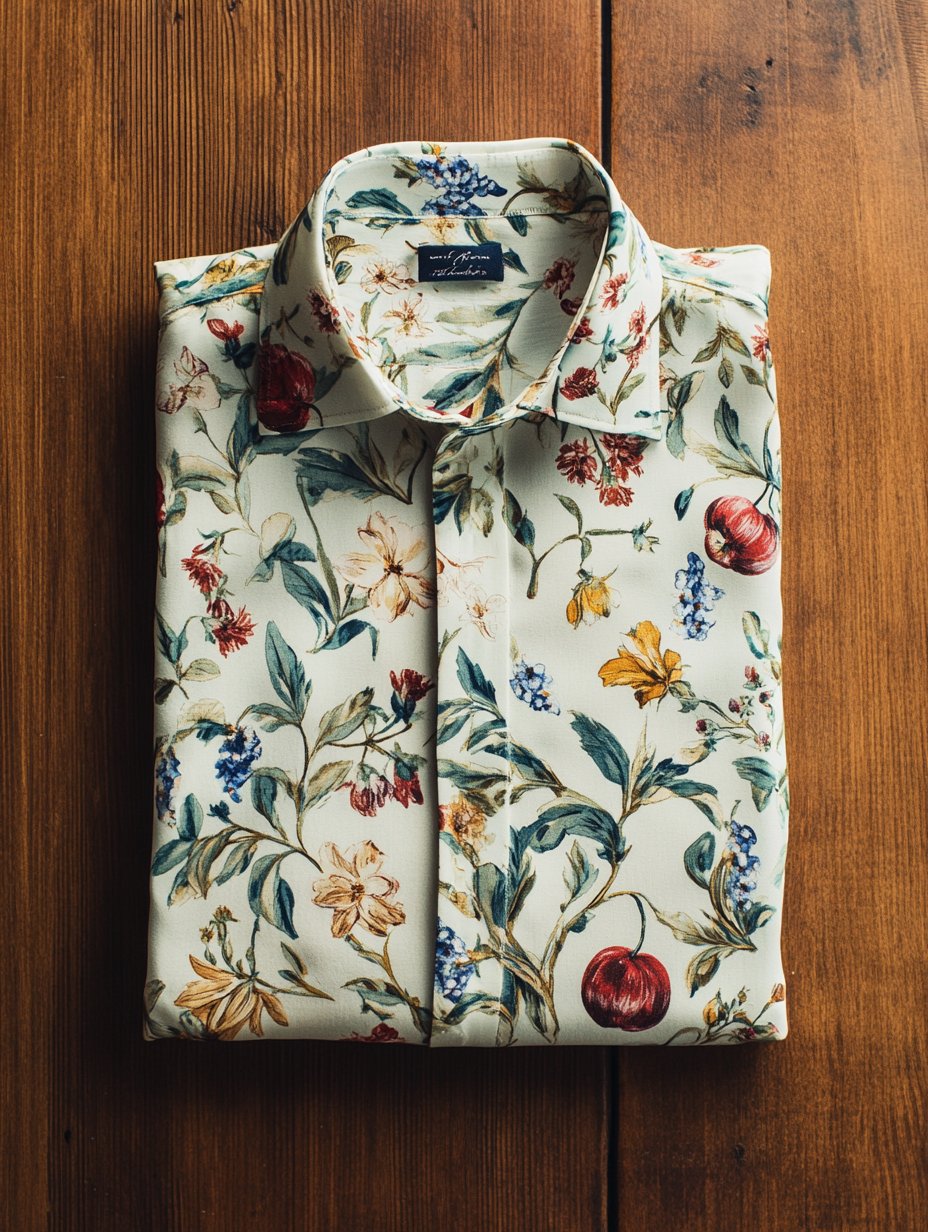 Camisa ejecutivo casual floral solapa de manga corta para hombre