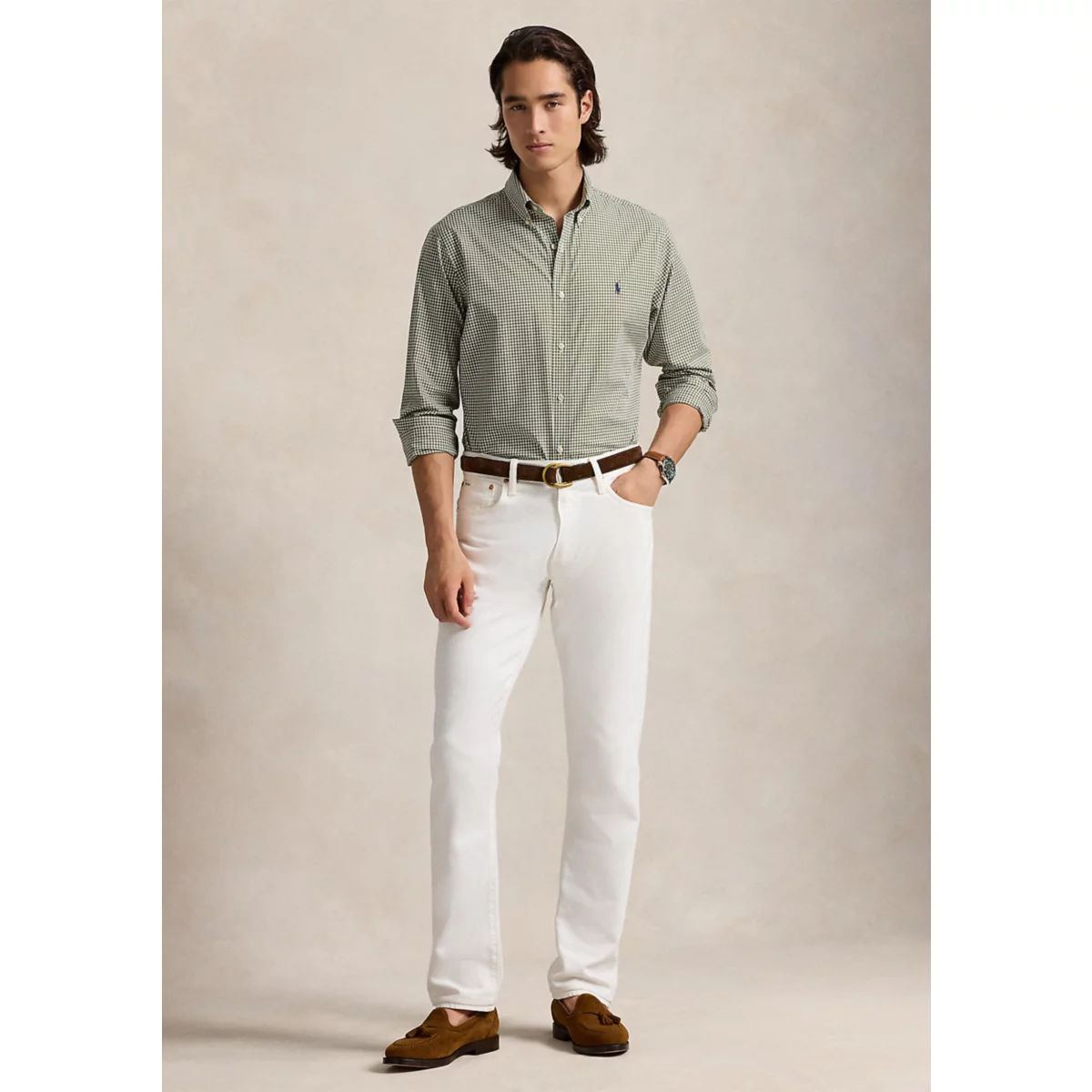 Classic Fit Gingham Stretch Poplin Shirt - 3