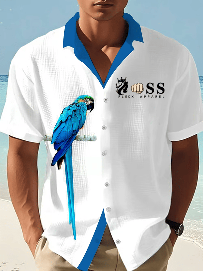 Camisa vintage Letter Design estampado casual Waffle para hombre