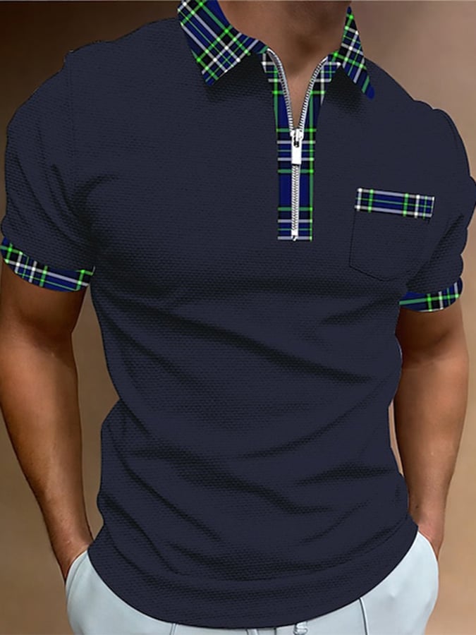 Camisa polo estampado Lapel Pullover casual para hombre