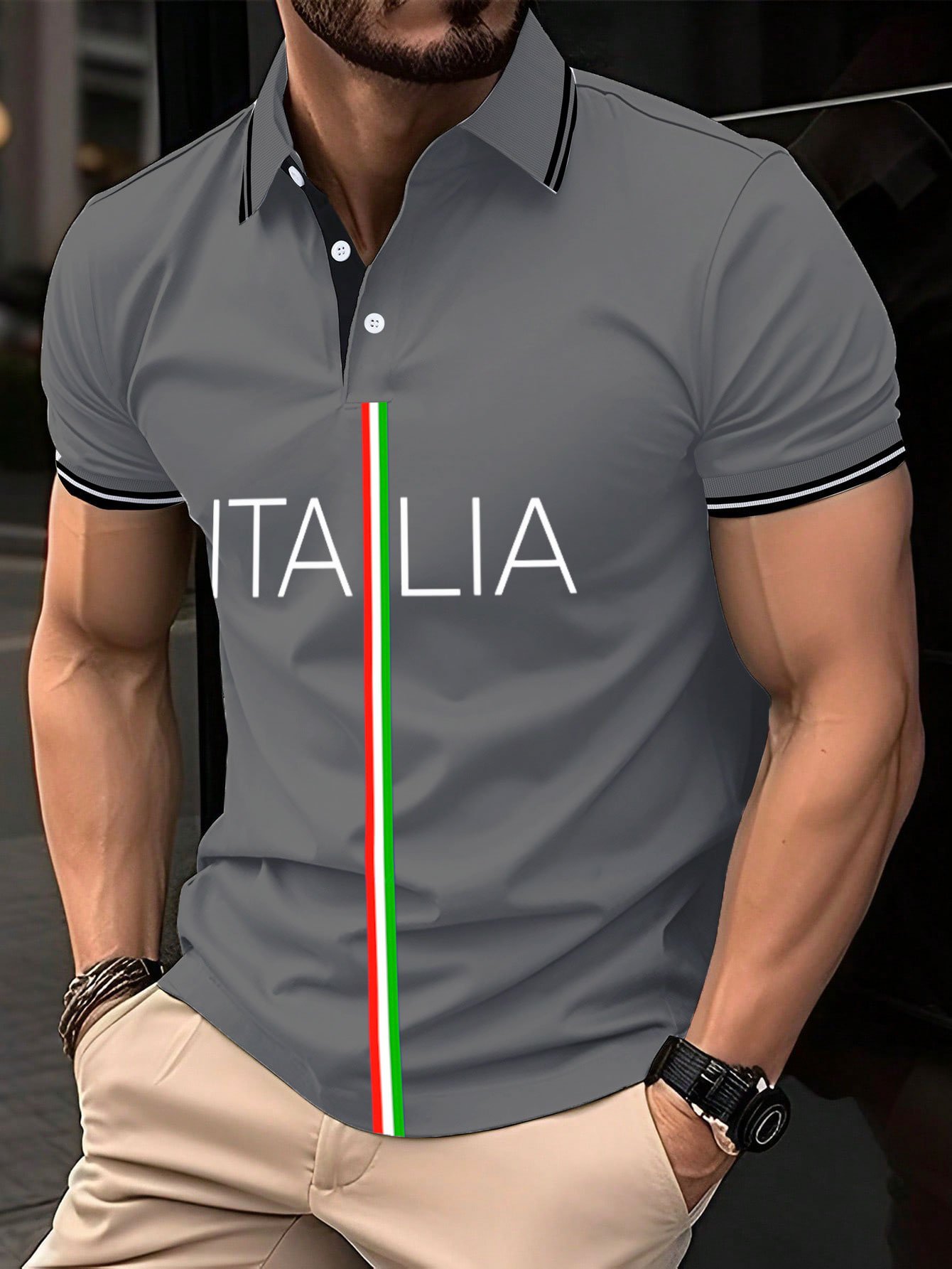 para hombre "Italy" estampado camisa polo