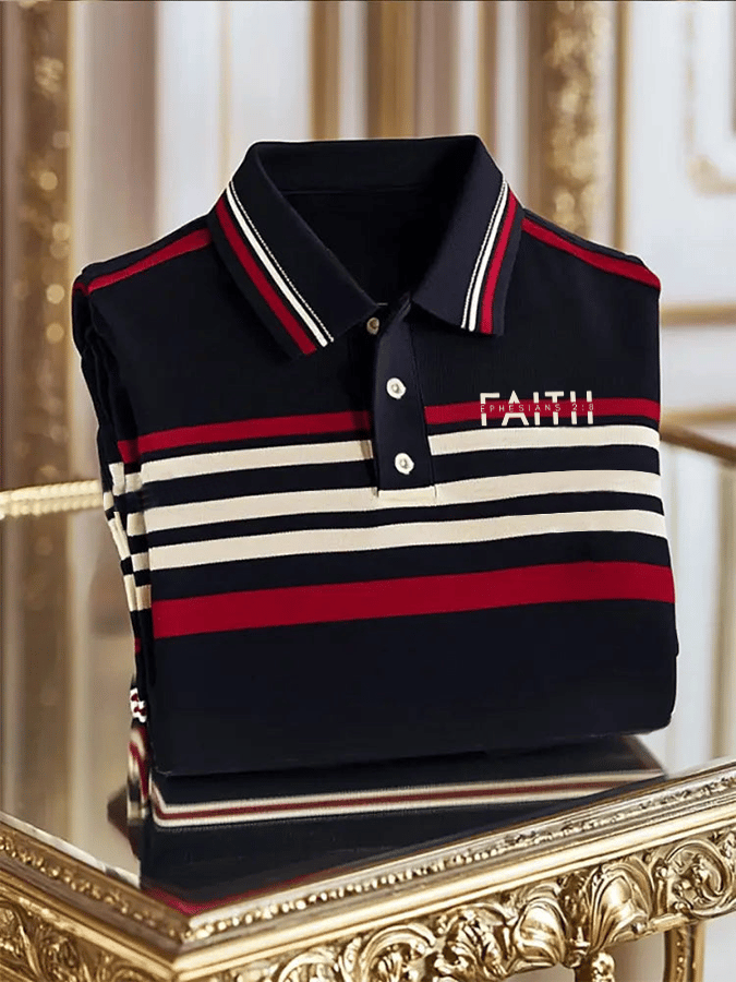 Camisa polo Faith estampado retro casual para hombre
