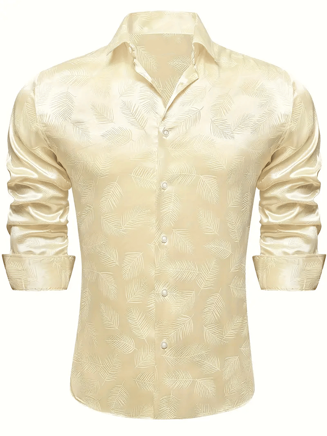 Camisa seda ejecutivo de lujo Design estampado de manga larga para hombre