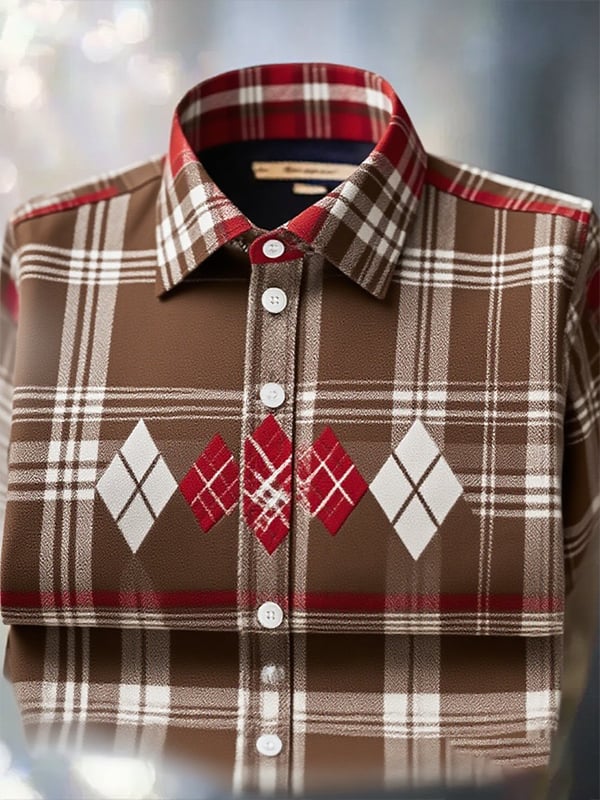 Camisa clásico ejecutivo Check Logo solapa de manga corta para hombre