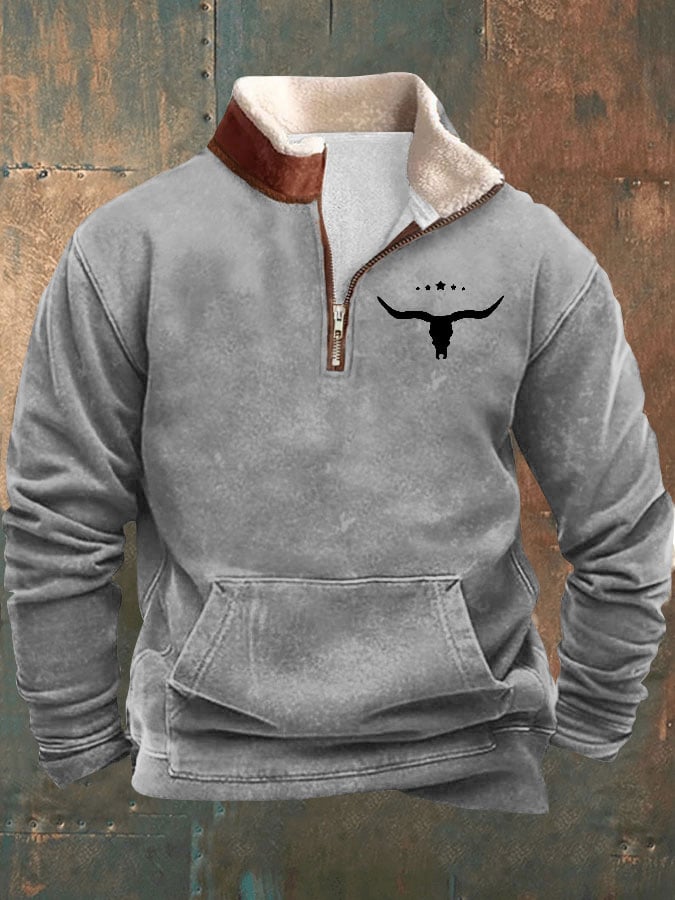 Sudadera vintage Western estampado de manga larga para hombre