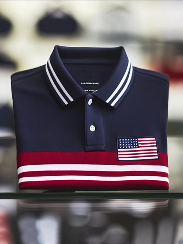 Camisa polo clásico ejecutivo Independence Day Flag de manga corta para hombre