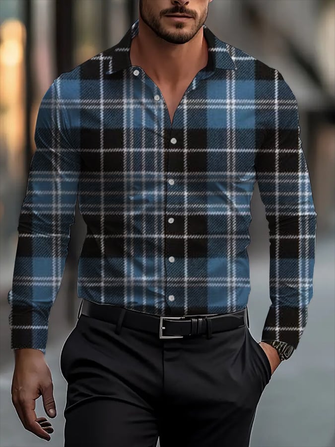 Camisa ejecutivo casual a rayas de manga larga para hombre