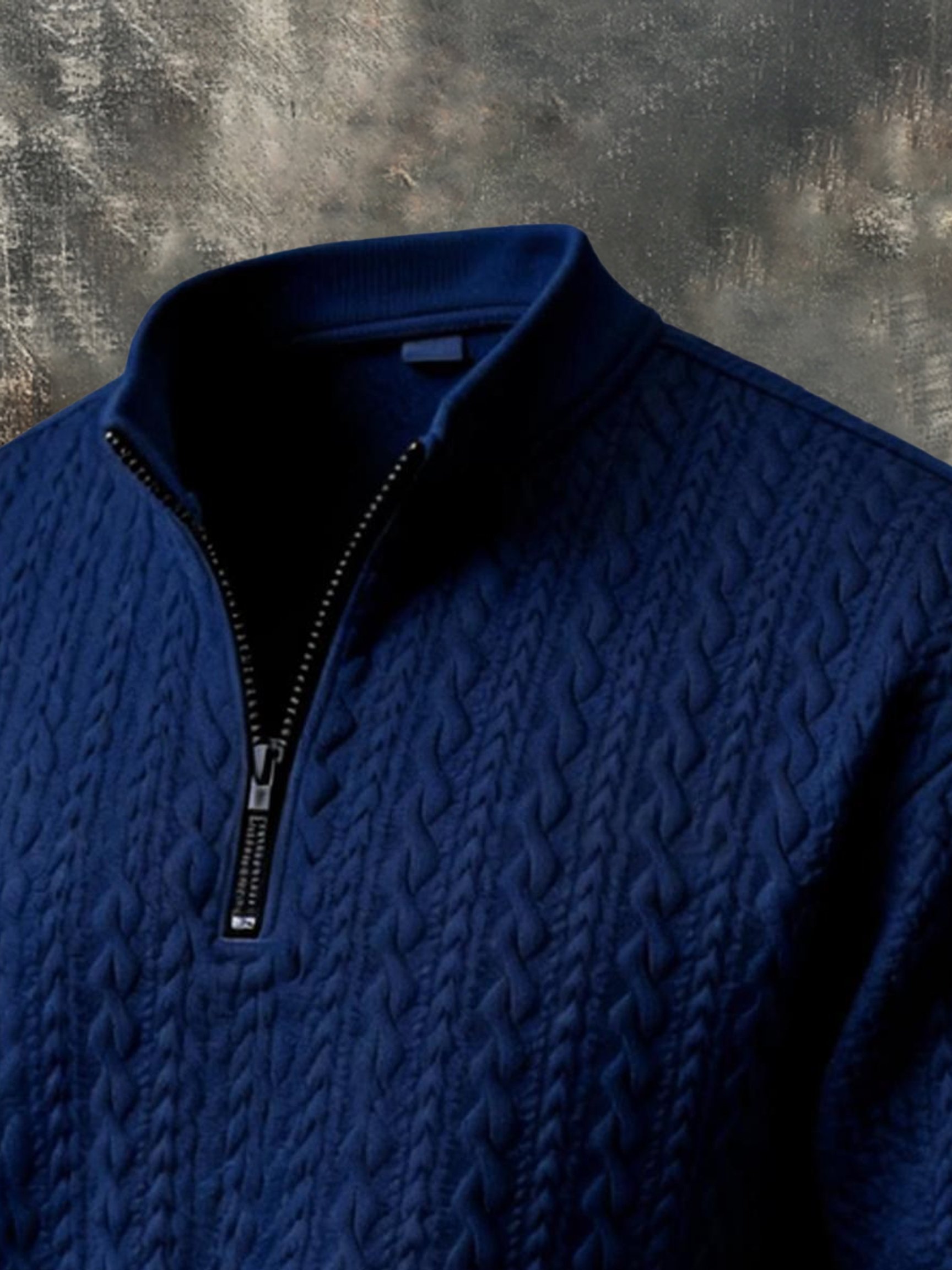 Sudadera vintage-Style texturizado cuero Paneling Comfortable con cierre para hombre