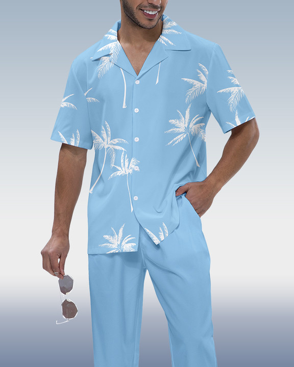 Camisa Rianmond Hawaiian estampado de manga corta Walking Set 3 Colors 414 para hombre