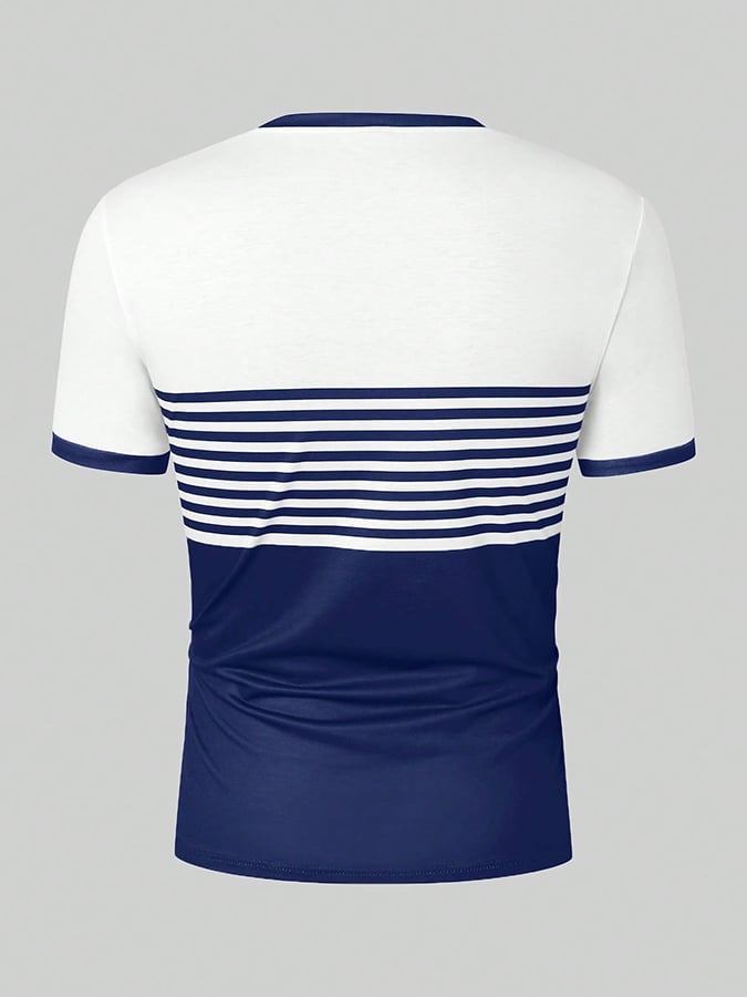 Camiseta retro Letter estampado cuello redondo para hombre