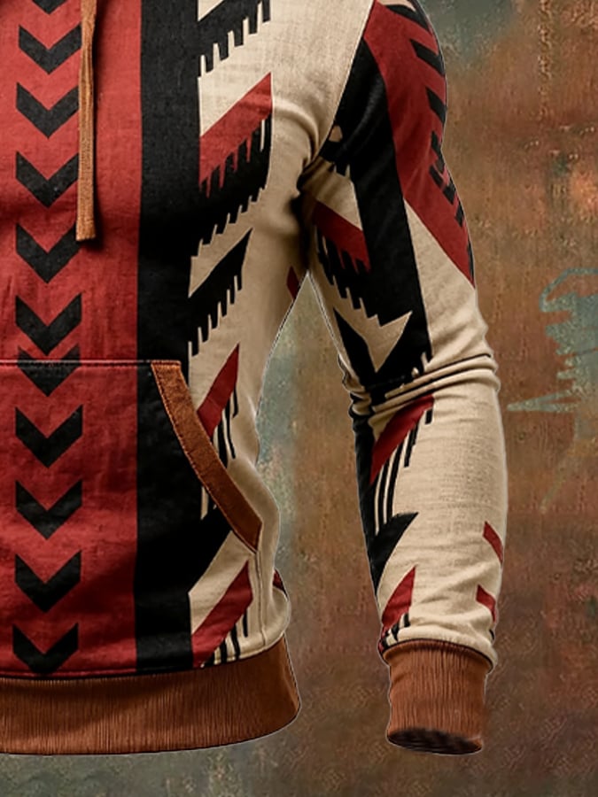 para hombre retro Stitching Contrast Color Hooded Sweacamiseta