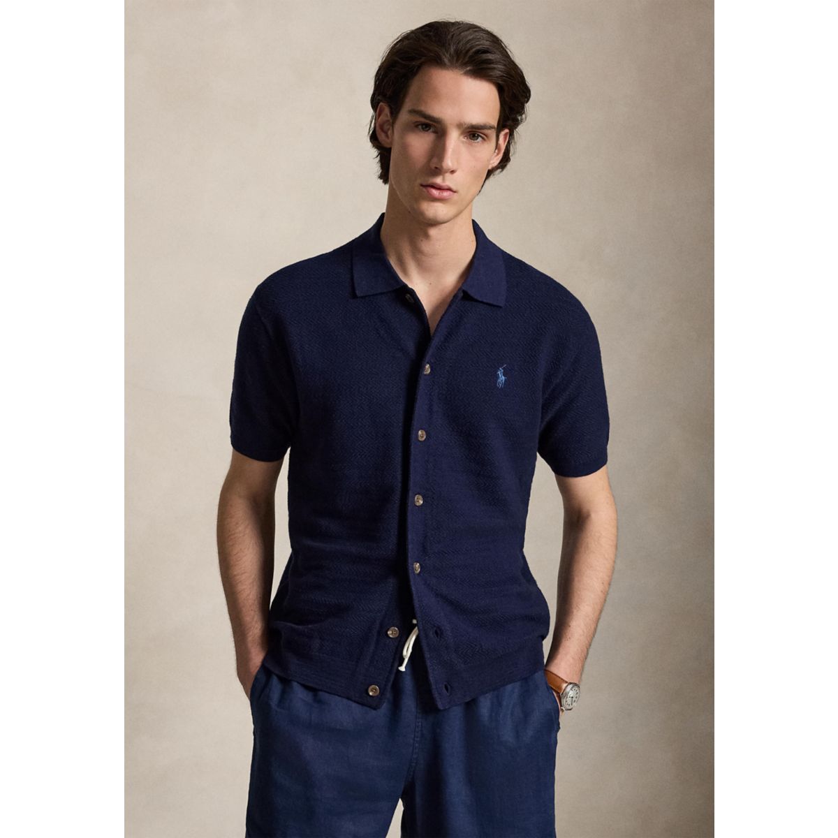 Men's Cotton-Linen Short-Sleeve Cardigan - 7