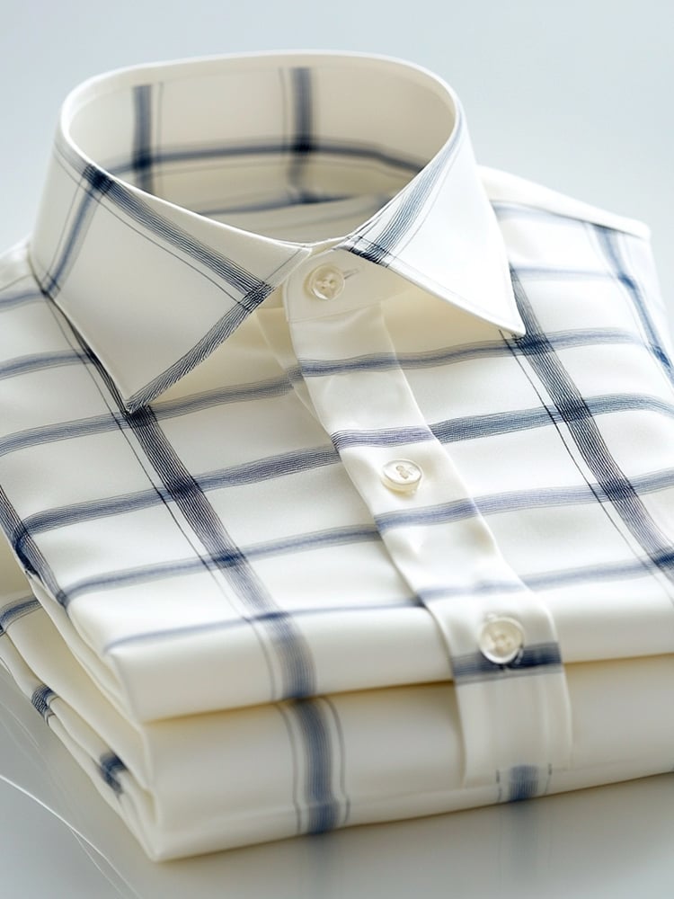 Camisa ejecutivo casual a cuadros solapa de manga corta para hombre
