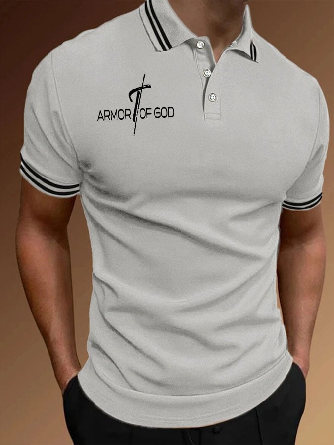 Camisa polo ARMOR OF GOD Cross estampado casual para hombre