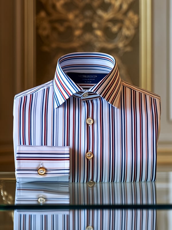 Camisa de lujo Romantic Contrast Color estampado de manga larga para hombre