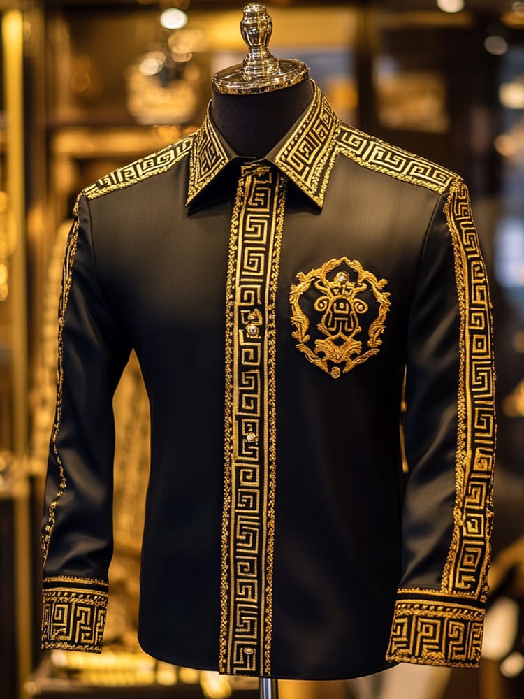 Camisa satén Luxe de manga larga con botones para hombre