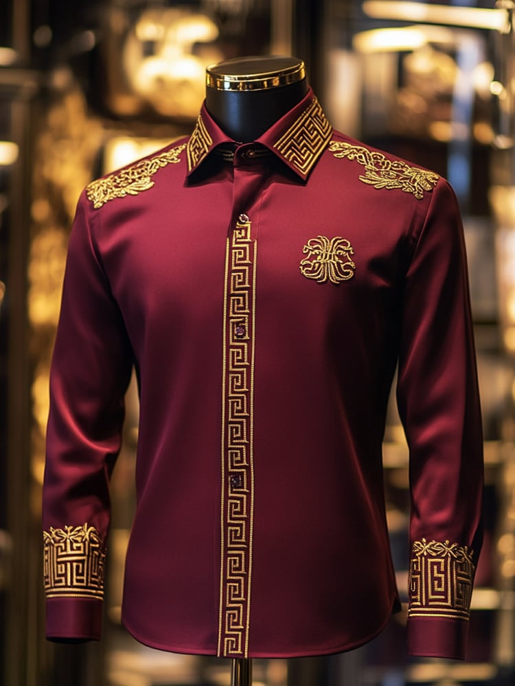 Camisa satén Luxe de manga larga con botones para hombre