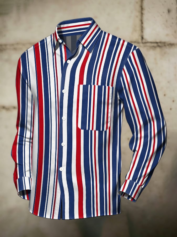 Camisa retro Abstract Art estampado Comfortable ejecutivo Style para hombre