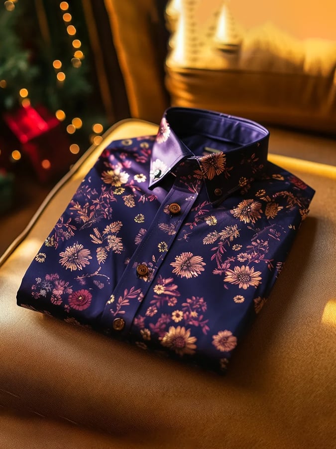 Camisa de moda ejecutivo de lujo Design estampado de manga larga para hombre