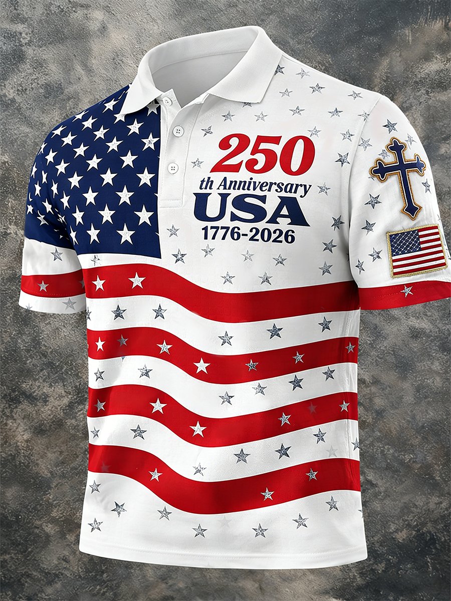 Camisa polo Faith America Anniversary de manga corta para hombre